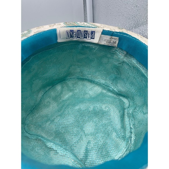 Vintage Cloche Bucket Hat‎ Cream Teal Paisley 40\'s pasadena USA main image 10